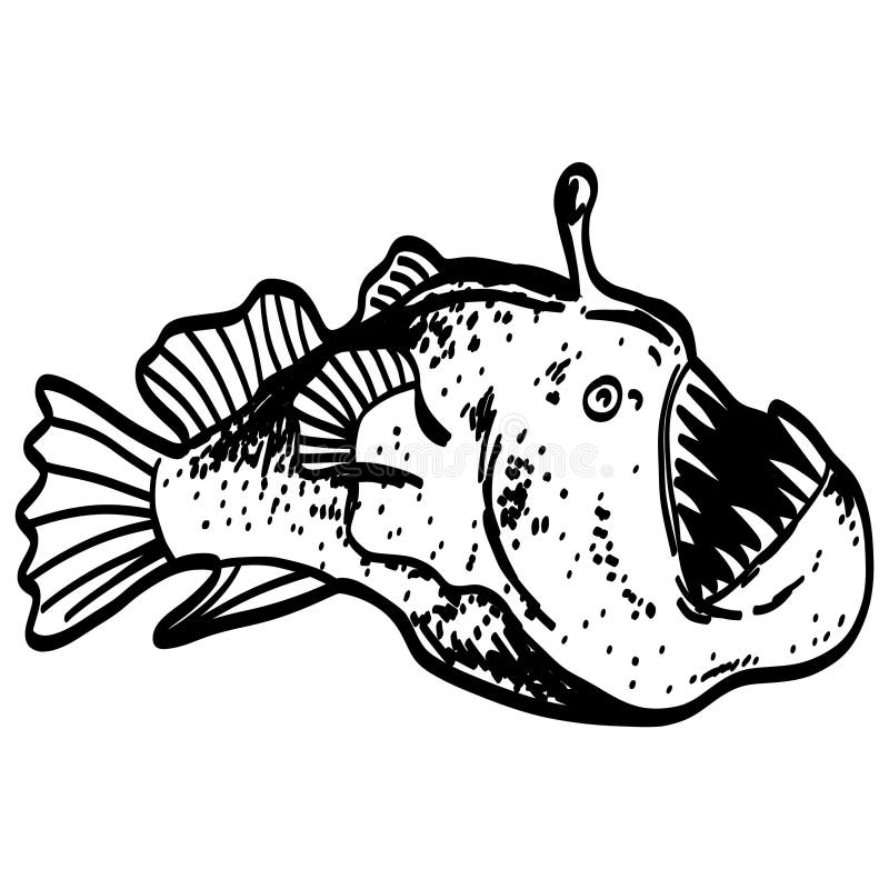 Κινούμενα σχέδια Angler Fish with Glowing Lantern Sea Plasma απεικόνιση αποθεμάτων