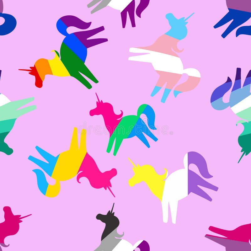 Cartoon lgbt flags seamless rainbow unicorn pattern for wrapping paper and fabrics and linens and clothes print and party accessories. High quality illustration. Cartoon lgbt flags seamless rainbow unicorn pattern for wrapping paper and fabrics and linens and clothes print and party accessories. High quality illustration