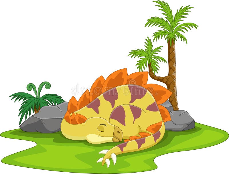 κινούμενα σχέδια χαριτωμένη stegosaurus δεινόσαυρος κοιμάται απεικόνιση αποθεμάτων