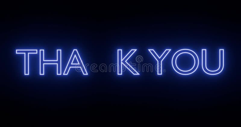 κινούμενη εικόνα κειμένου ευχαριστεί με αποτέλεσμα το φως νέον να είναι αναλλοίωτο και να αναβοσβήνει στο εσωτερικό των γραμμάτων διανυσματική απεικόνιση