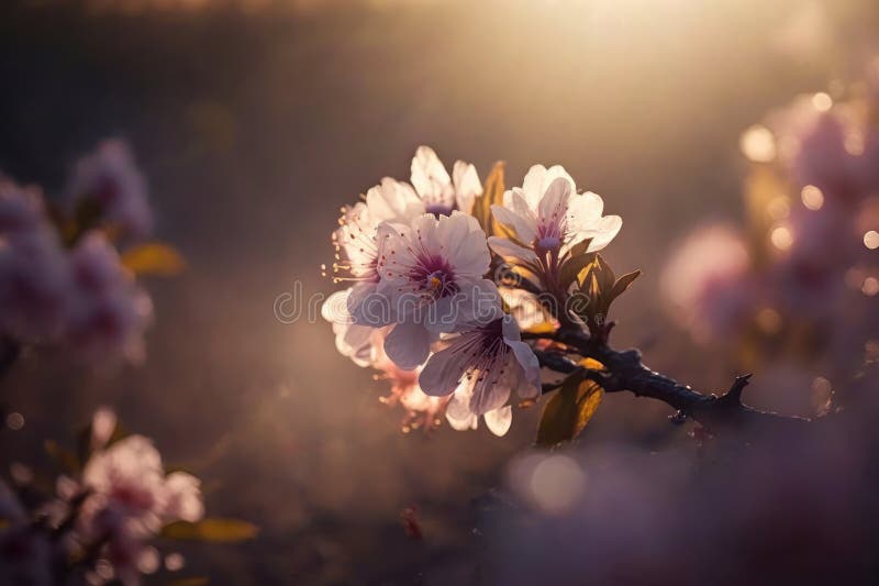 Blooming sakura tree branches. Delicate pink flowers macro. Soft morning light. Japanese cherry blossoms. Generative AI AI generated. Blooming sakura tree branches. Delicate pink flowers macro. Soft morning light. Japanese cherry blossoms. Generative AI AI generated