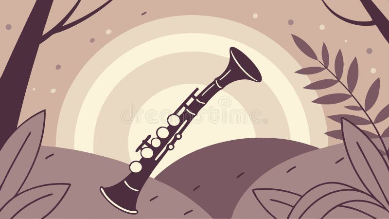 Κλαρινετίστας στο Sunset a Serene Music Minute in Nature vector design Genertive AI ελεύθερη απεικόνιση δικαιώματος