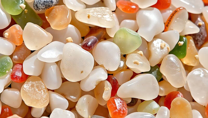 Κλείσιμο στοίβας με λείες, πολύχρωμες pebbles στιλβωμένες πέτρες, λεπτομέρειες ανάμεικτης υφής Απόθεμα φωτογραφικής παραγωγής τεχν ελεύθερη απεικόνιση δικαιώματος