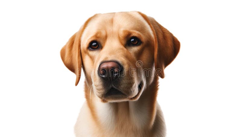 κλείσιμο του φιλικού χρυσού labrador που ανακτάται σε λευκό φόντο ελεύθερη απεικόνιση δικαιώματος