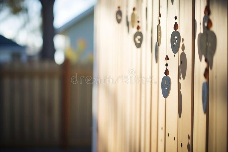 closeup of wind chimes forming shadows on a wall, created with generative ai AI generated. closeup of wind chimes forming shadows on a wall, created with generative ai AI generated