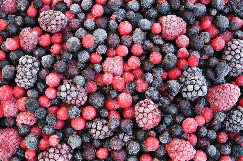 Close up of frozen mixed fruit - berries - red currant, cranberry, raspberry, blackberry, bilberry, blueberry, black currant. Close up of frozen mixed fruit - berries - red currant, cranberry, raspberry, blackberry, bilberry, blueberry, black currant