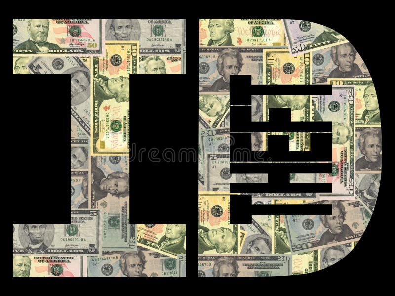 ID theft text with American dollars background. ID theft text with American dollars background