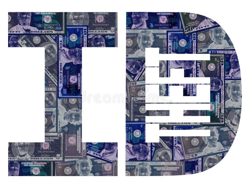 ID theft text with American dollars background. ID theft text with American dollars background