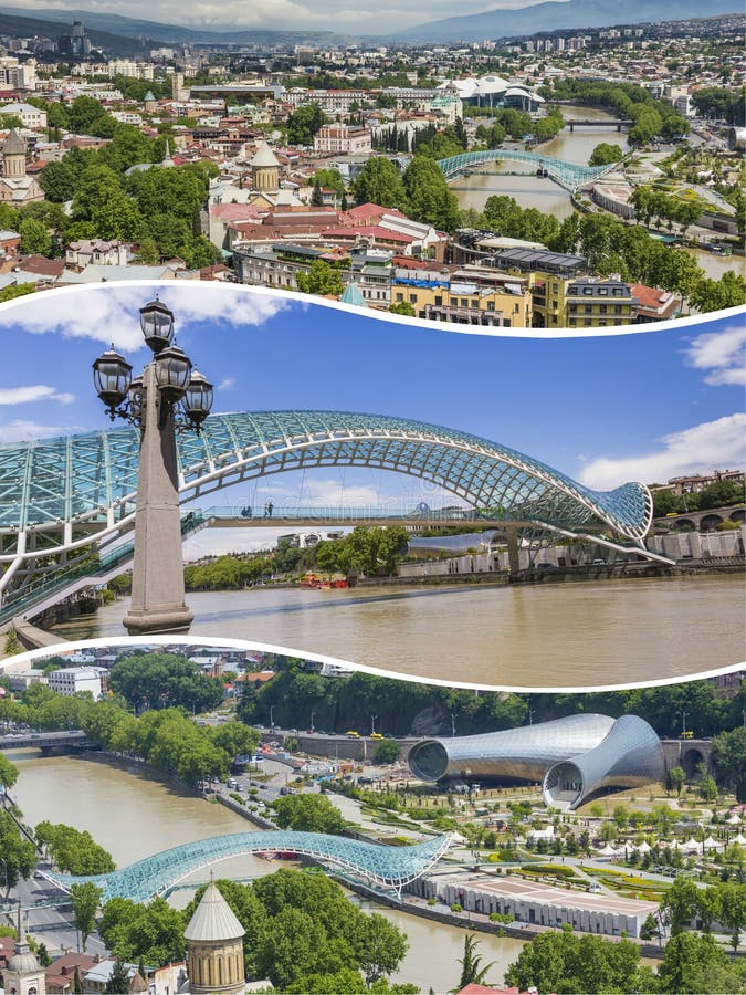Κολάζ των εικόνων του Tbilisi (Γεωργία) - ταξιδεψτε το υπόβαθρο (το pH μου στοκ φωτογραφίες
