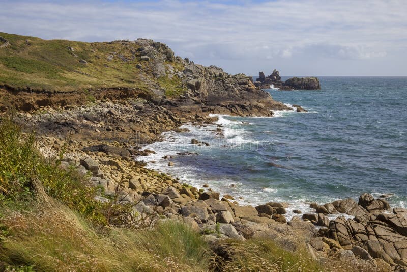 Κοιτάζοντας προς το κεφάλι Peninnis, ST Mary, νησιά Scilly, Αγγλία στοκ εικόνα με δικαίωμα ελεύθερης χρήσης