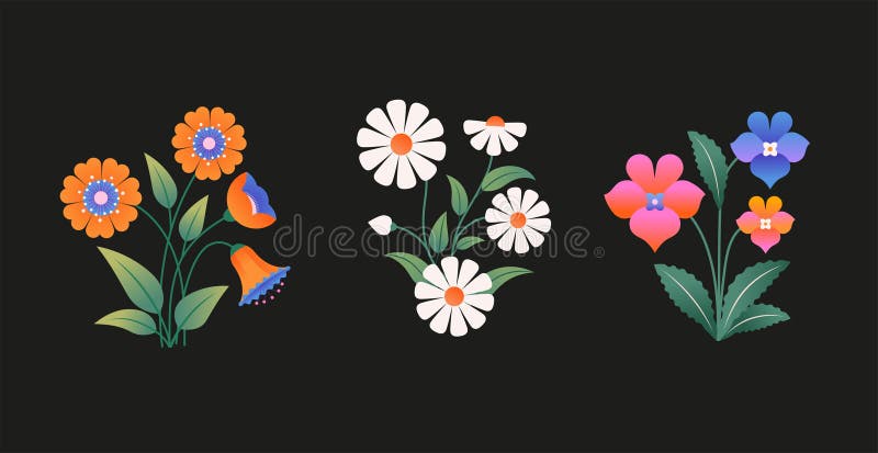 Κομψό Floral Art με μαύρο φόντο απεικόνιση αποθεμάτων