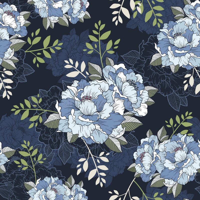 Κομψό peony άνευ ραφής floral υπόβαθρο σχεδίων απεικόνιση αποθεμάτων