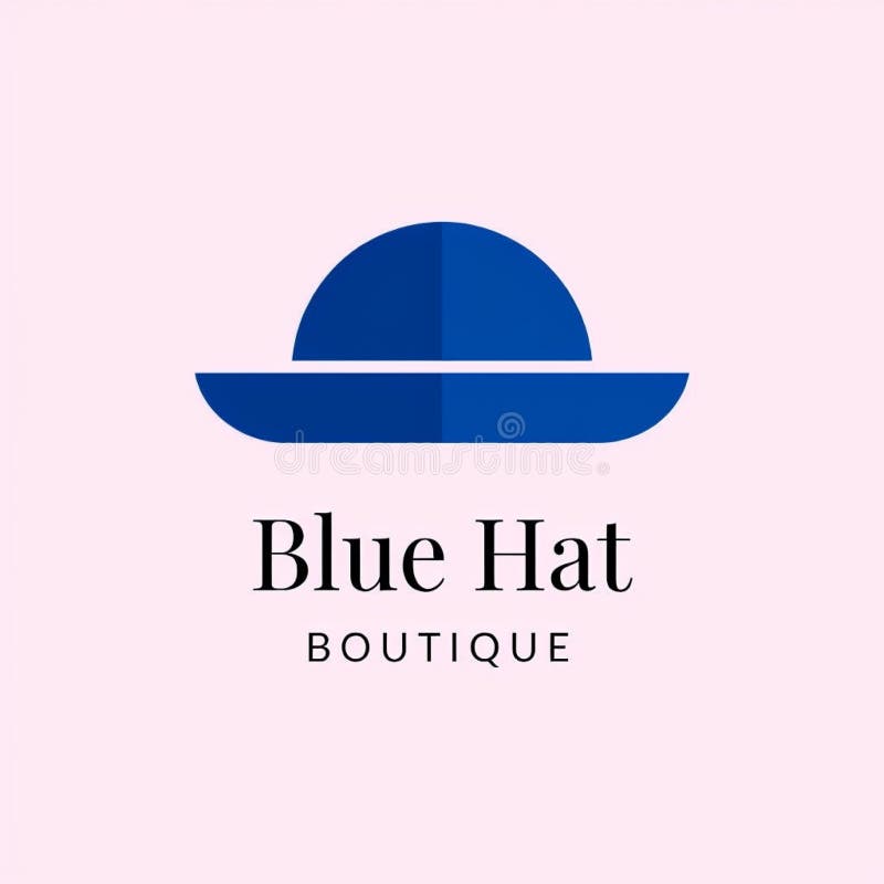 Κομψό μινιμαλιστικό λογότυπο Blue Hat Boutique Σχεδίαση σε ανοιχτό ροζ φόντο διανυσματική απεικόνιση