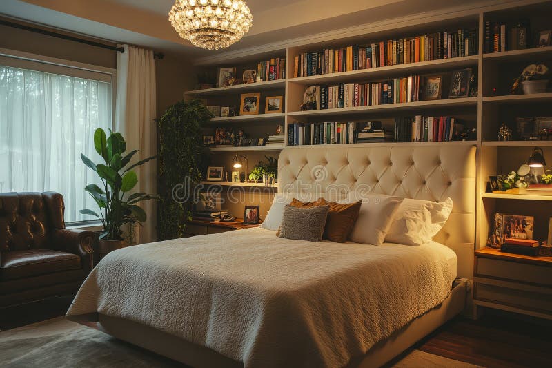 Κομψό υπνοδωμάτιο με τον Cozy Nook απεικόνιση αποθεμάτων