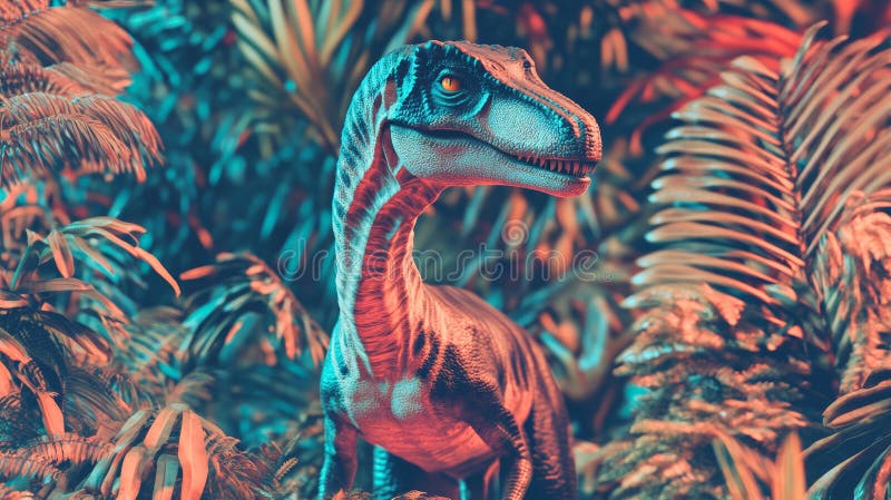 Κομψός Velociraptor στη ζούγκλα Lush A Δυναμική 3D απόδοση ενός Προϊστορικού Αρπακτικού στο φυσικό του περιβάλλον ελεύθερη απεικόνιση δικαιώματος