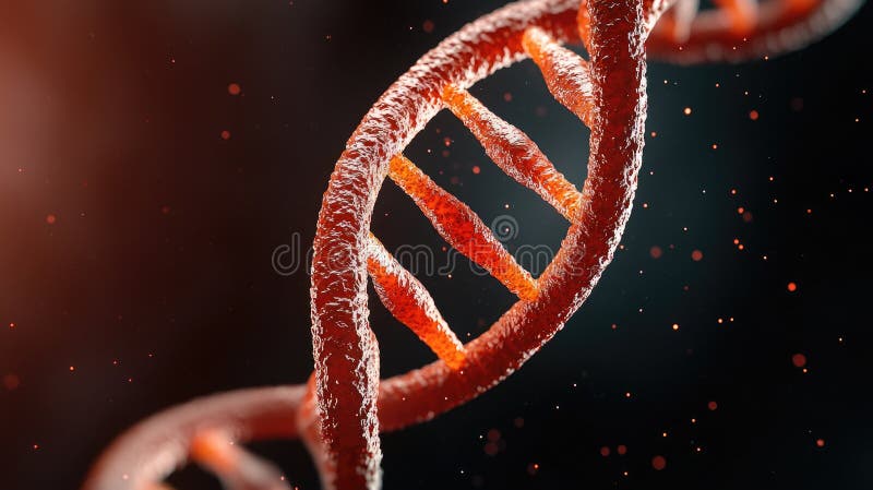Κοντινή άποψη της δομής της έλικας του DNA με ζωντανά χρώματα που αντιπροσωπεύουν τη βιοτεχνολογία της γενετικής επιστήμης και τη ελεύθερη απεικόνιση δικαιώματος
