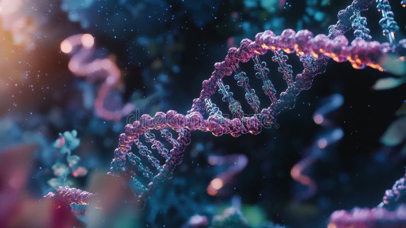 κοντινή όψη των νημάτων dna που εμφανίζουν ζωντανά χρώματα και περίπλοκες δομές διανυσματική απεικόνιση