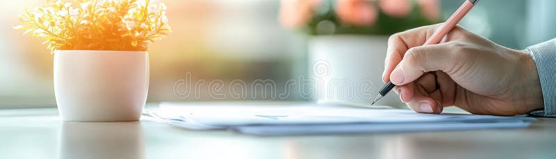 Κοντινό άτομο που γράφει με στυλό σε χαρτί που καταγράφει ιδέες και μηνύματα απεικόνιση αποθεμάτων