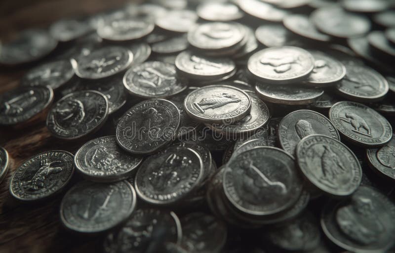 κοντινό πλάνο αρχαίων ρωσικών κερμάτων του 16ου αιώνα με ένα σωρό ασημένια χρήματα που ανήκουν στον τσάρο ιβάν τον στοκ εικόνες