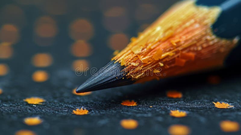 A close up of a pencil with orange and yellow tips AI generated. A close up of a pencil with orange and yellow tips AI generated