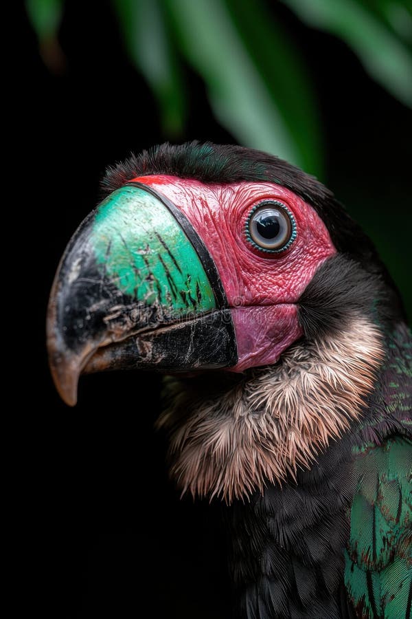 κοντινό πορτρέτο ενός πολύχρωμου toucan με μεγάλο ράμφος απεικόνιση αποθεμάτων