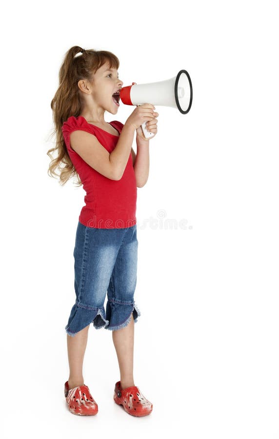 κορίτσι λίγο megaphone στοκ εικόνα κορίτσι λίγο megaphone στοκ εικόνα