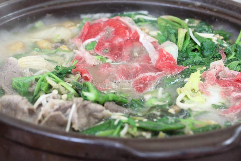 Delicious Korean hot pot with beef and vegetable. Delicious Korean hot pot with beef and vegetable