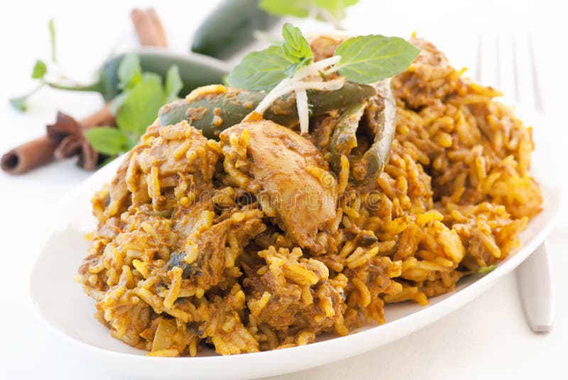 κοτόπουλο biryani στοκ εικόνες
