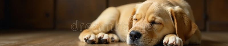 Κουτάβι Golden Labrador, κατσαρά, κοιμισμένα πόδια, παρηγοριά, καθαρόαιμο απεικόνιση αποθεμάτων