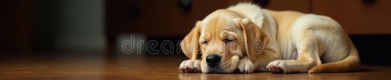Κουτάβι Golden Labrador, κατσαρά υπνωτικά πόδια, καλυμμένα με γαλήνια φωτογραφία ζωικού αποτυπώματος ελεύθερη απεικόνιση δικαιώματος