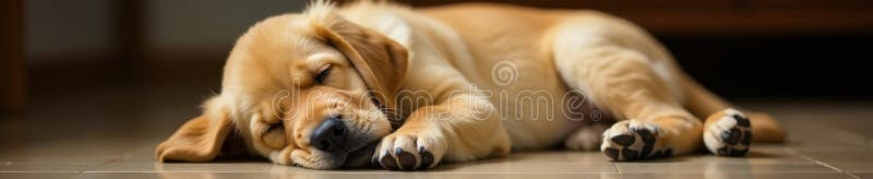 Κουτάβι Golden Labrador με κατσαρό ύπνο πόδια καλυμμένα με χρυσό στούντιο διανυσματική απεικόνιση