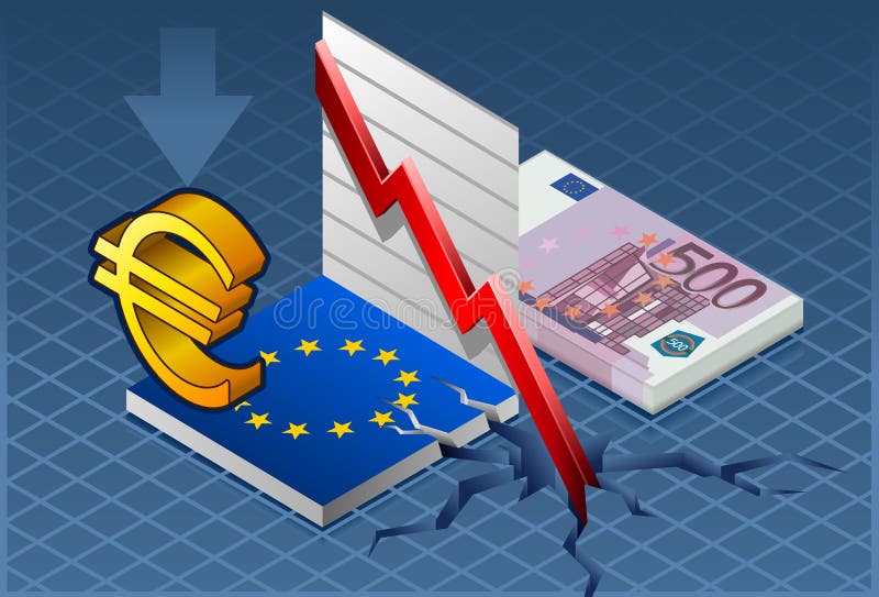 κρίση Ευρώπη isometric απεικόνιση αποθεμάτων κρίση Ευρώπη isometric απεικόνιση αποθεμάτων