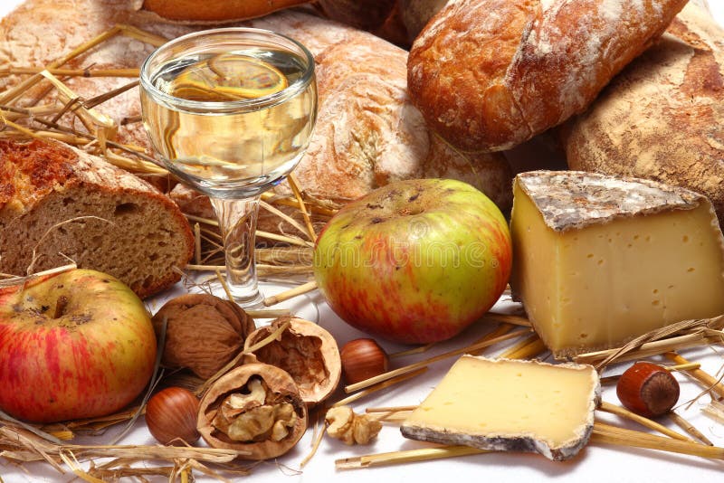 Different kinds of bread, wine and cheese. Different kinds of bread, wine and cheese