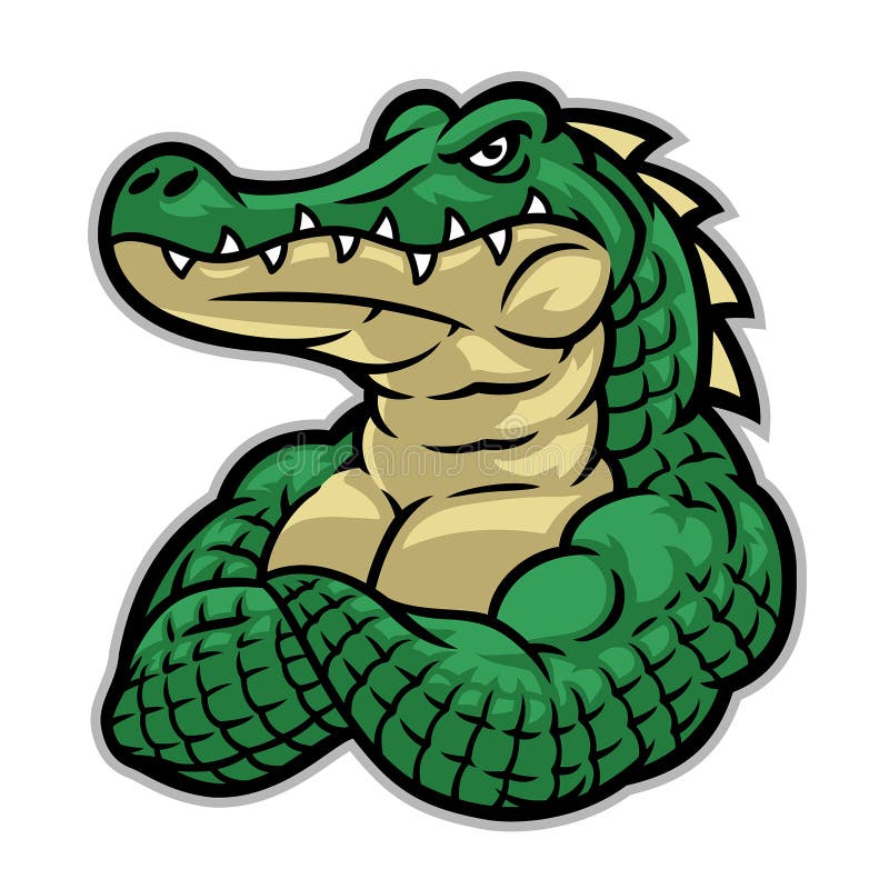 Vector of crocodile mascot with huge muscle body. Vector of crocodile mascot with huge muscle body