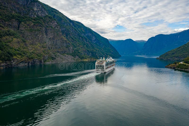 Cruise Ship, Cruise Liners On Sognefjord or Sognefjorden, Flam Norway. Cruise Ship, Cruise Liners On Sognefjord or Sognefjorden, Flam Norway.