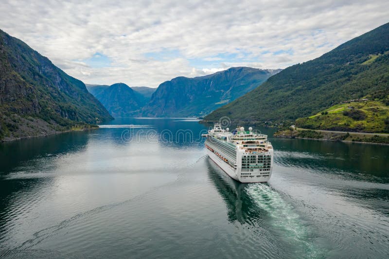 Cruise Ship, Cruise Liners On Sognefjord or Sognefjorden, Flam Norway. Cruise Ship, Cruise Liners On Sognefjord or Sognefjorden, Flam Norway.