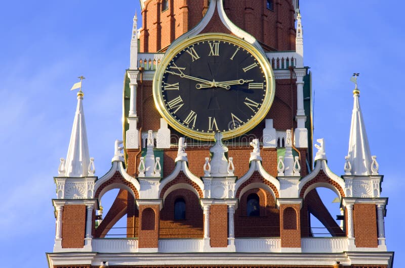 Moscow kremlin spasskaya tower chimes russia red square gate. Moscow kremlin spasskaya tower chimes russia red square gate