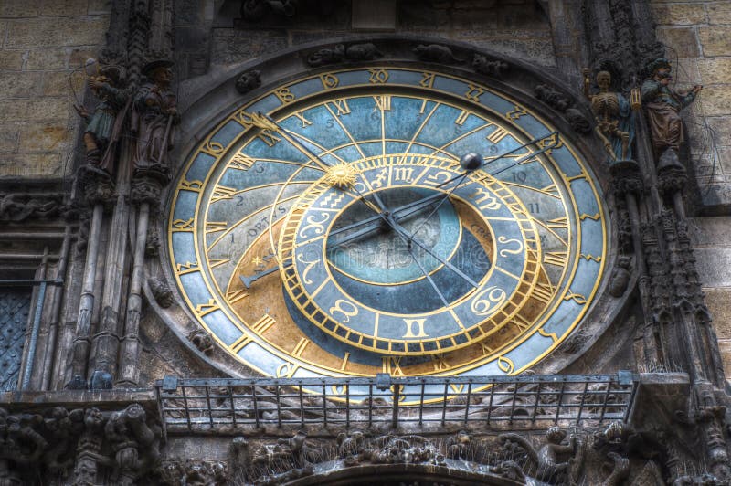 Prague chimes. The medieval clock tower, mounted on the south wall of the Old Town Hall tower. Prague chimes. The medieval clock tower, mounted on the south wall of the Old Town Hall tower