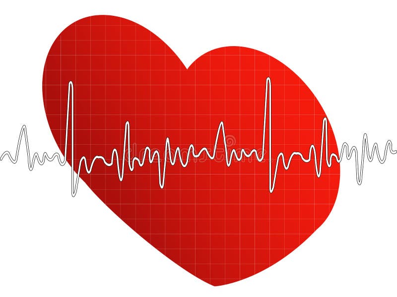 Heartbeat graph with heart background. Heartbeat graph with heart background