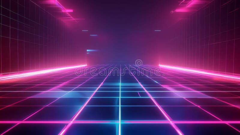 Κυβερνοπανκ : Neon Pink και Blue Retro Futuristic Αξονας 80s Synthwave Digital Art Φόντο αφηρημένο Πλαίσιο στοκ εικόνες με δικαίωμα ελεύθερης χρήσης