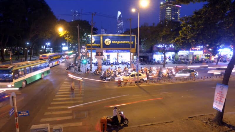 Κυκλοφορία νύχτας στο Ho Chi Minh, Βιετνάμ - timelapse απόθεμα βίντεο
