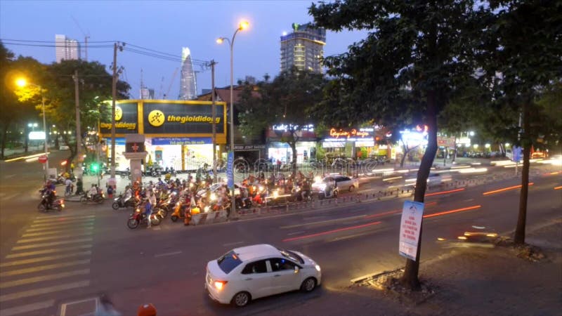 Κυκλοφορία νύχτας στο Ho Chi Minh, Βιετνάμ - timelapse απόθεμα βίντεο