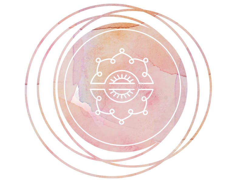 Κυκλικός λωτός συμβόλων περισυλλογής mandala Watercolor απεικόνιση αποθεμάτων