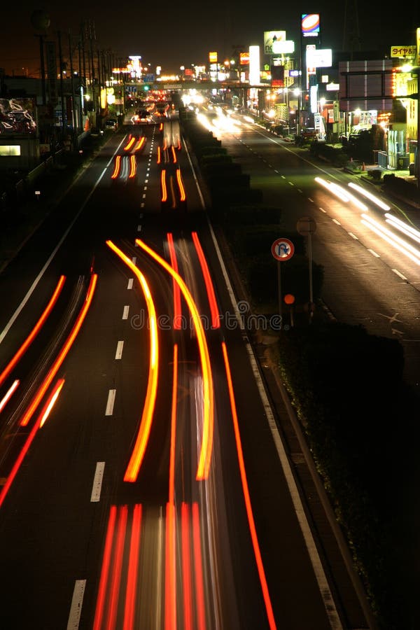 Night traffic on a japanese highway - long exposure at 100 iso. Night traffic on a japanese highway - long exposure at 100 iso