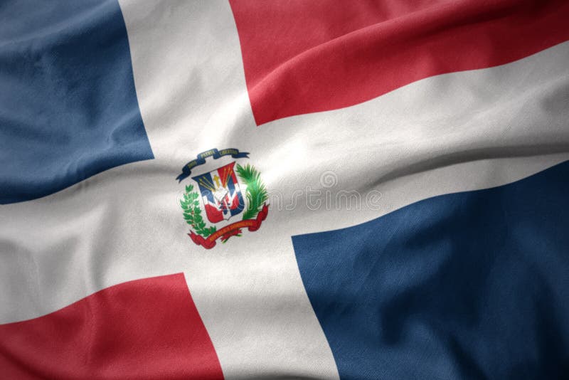 Waving colorful national flag of dominican republic. Waving colorful national flag of dominican republic.