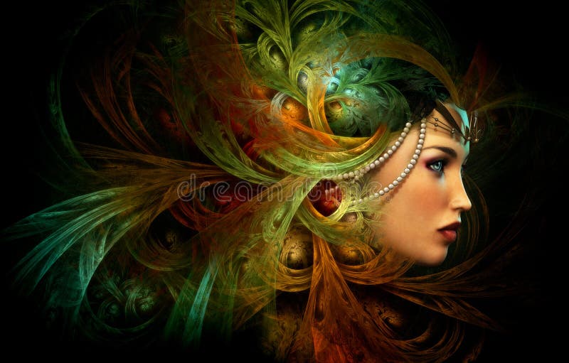 Κυρία με κομψά headdress, CG ελεύθερη απεικόνιση δικαιώματος Κυρία με κομψά headdress, CG ελεύθερη απεικόνιση δικαιώματος