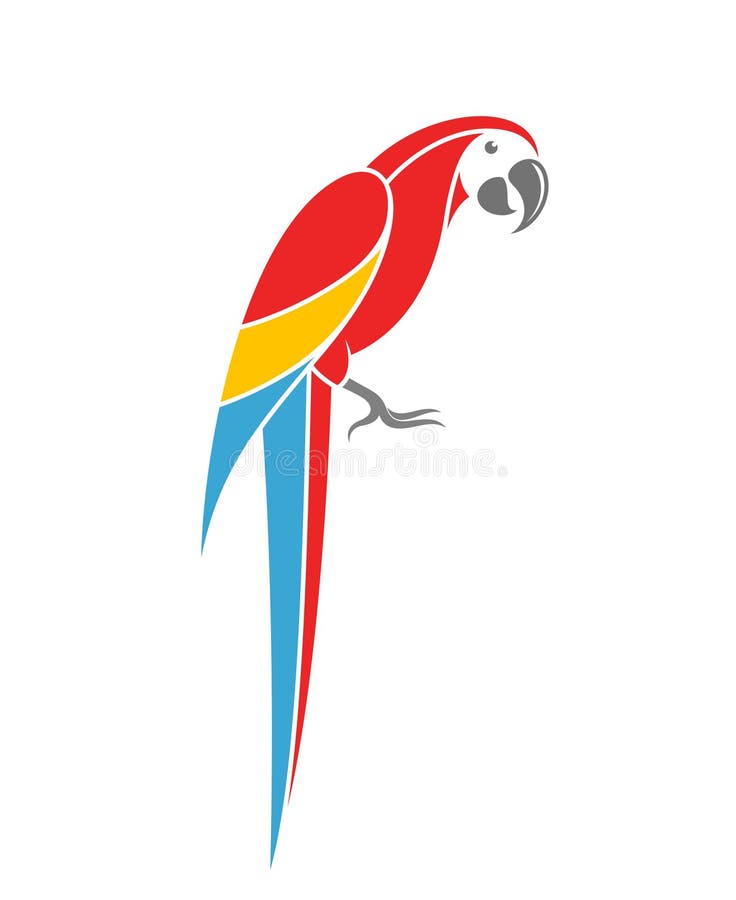 Κόκκινο Macaw Τροπικός παπαγάλος στο άσπρο υπόβαθρο διανυσματική απεικόνιση Κόκκινο Macaw Τροπικός παπαγάλος στο άσπρο υπόβαθρο διανυσματική απεικόνιση