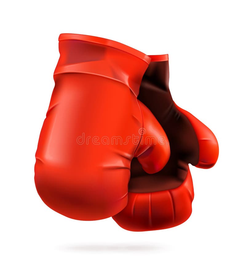 Red boxing gloves, detailed vector illustration, isolated on white background. Red boxing gloves, detailed vector illustration, isolated on white background