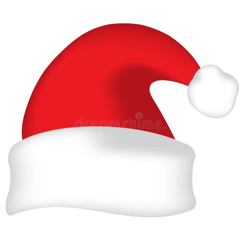 Red Santa hat. Vector illustration. Isolated on white background. Red Santa hat. Vector illustration. Isolated on white background