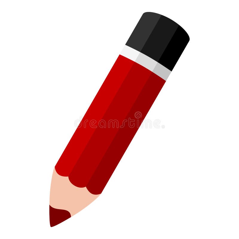 Red pencil flat icon, isolated on white background. Eps file available. Red pencil flat icon, isolated on white background. Eps file available.